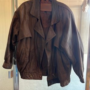 Express Ladies Large Brown Leather Jacket